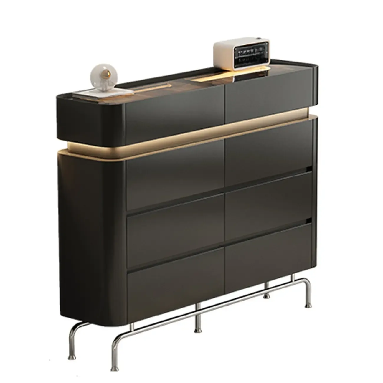 Minimalist Wooden Dresser with LED Lights for Bedroom Image - 10