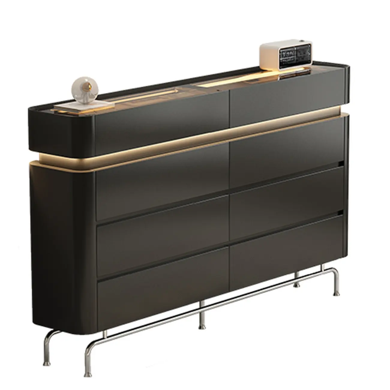 Minimalist Wooden Dresser with LED Lights for Bedroom Image - 11 | homeyfad