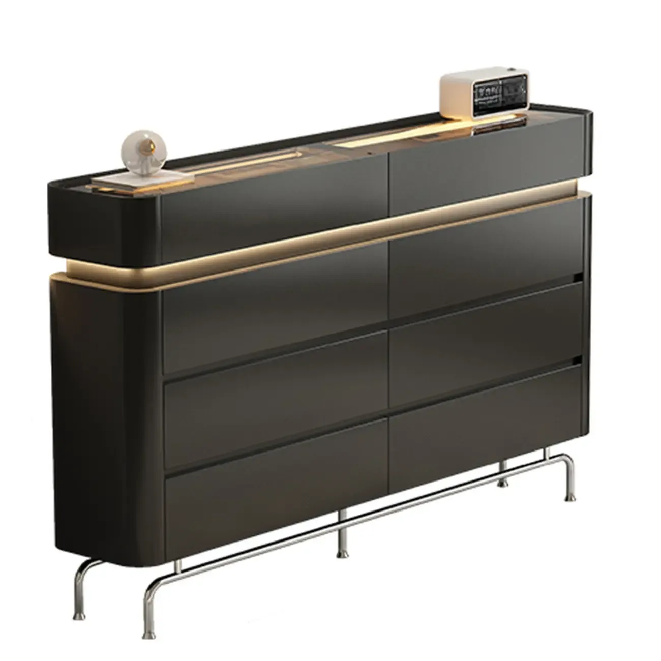 Minimalist Wooden Dresser with LED Lights for Bedroom Image - 11