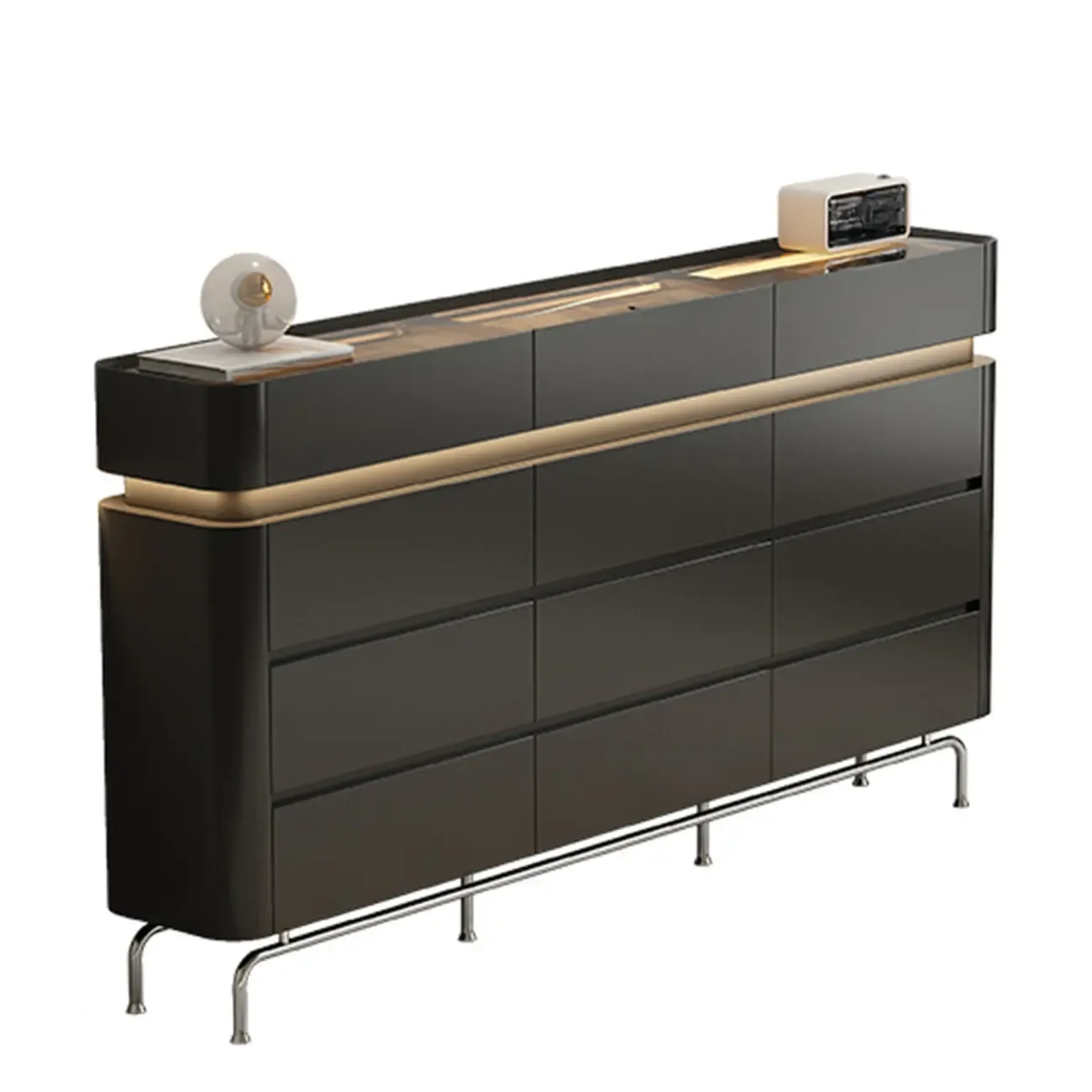 Minimalist Wooden Dresser with LED Lights for Bedroom Image - 12