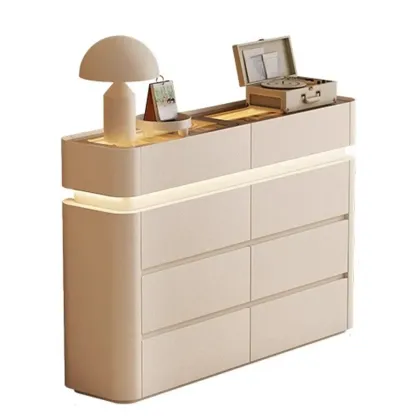 Minimalist Wooden Dresser with LED Lights for Bedroom Image - 13