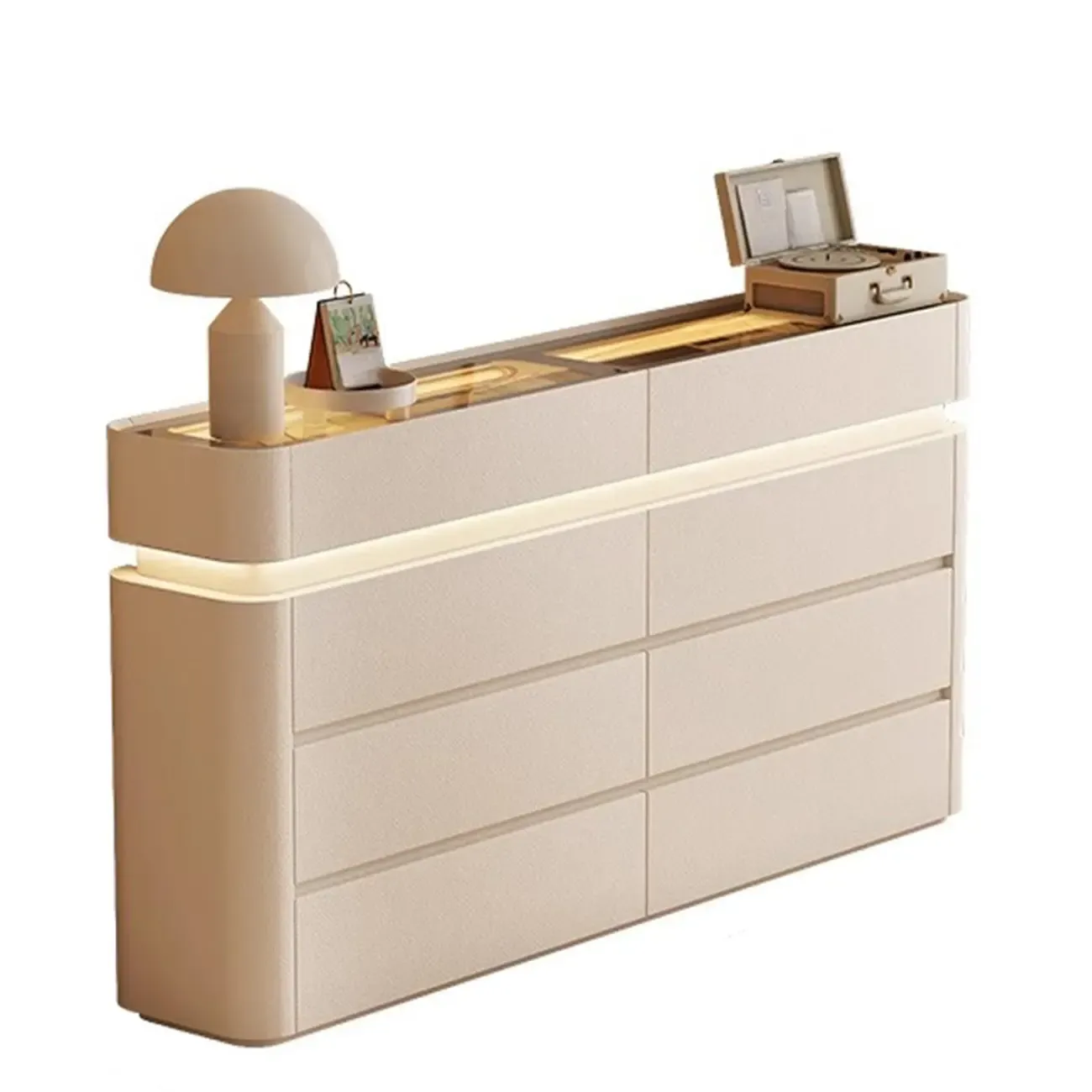 Minimalist Wooden Dresser with LED Lights for Bedroom Image - 2