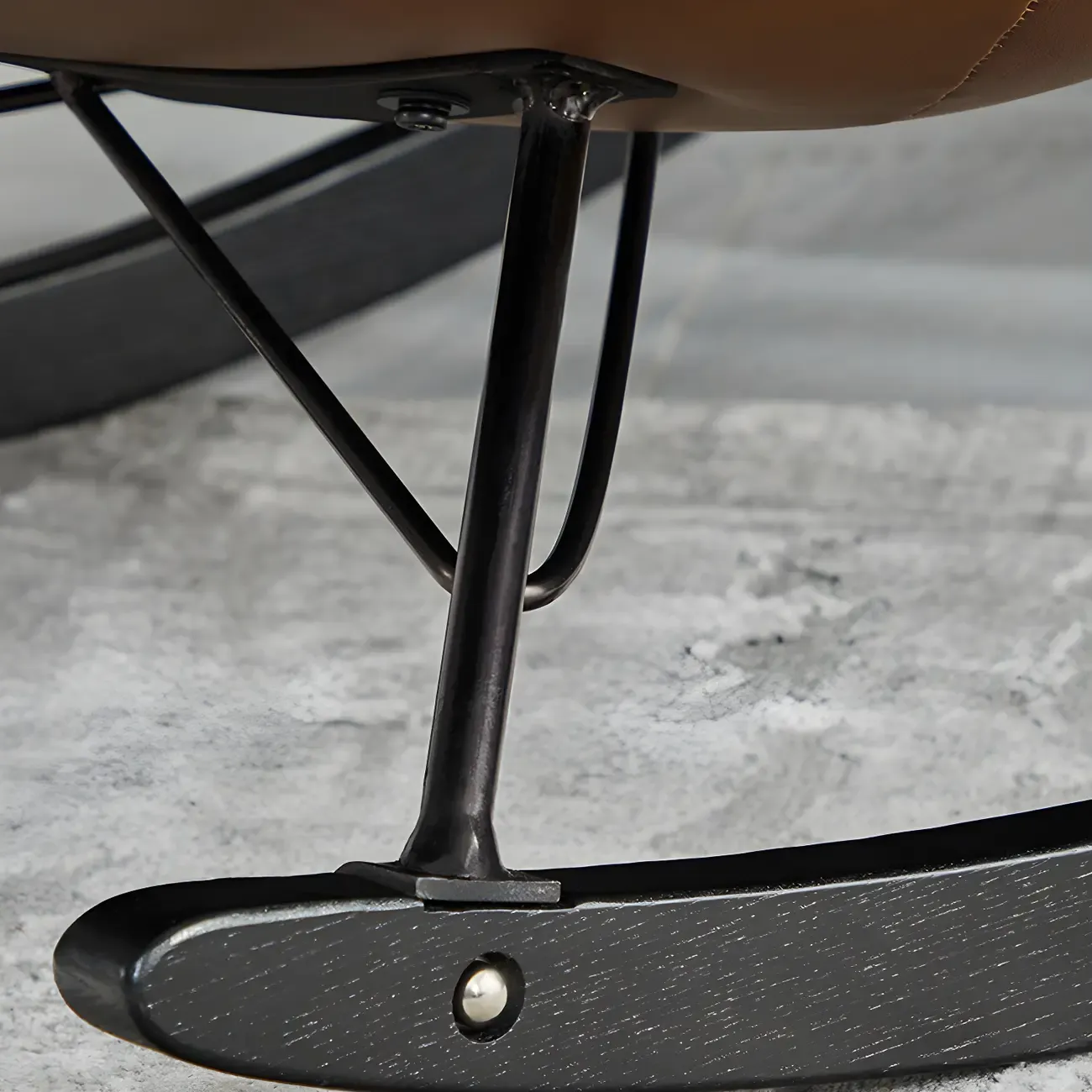 Faux Leather Upholstered Rocking Chair Stylish 2 Seat for Indoor Image - 10