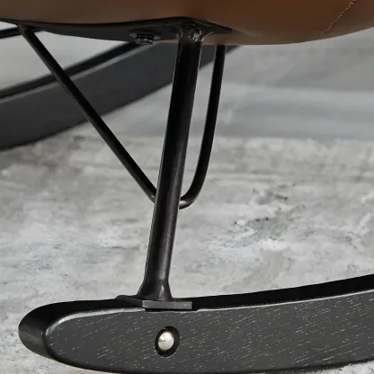 Faux Leather Upholstered Rocking Chair Stylish 2 Seat for Indoor Image - 10