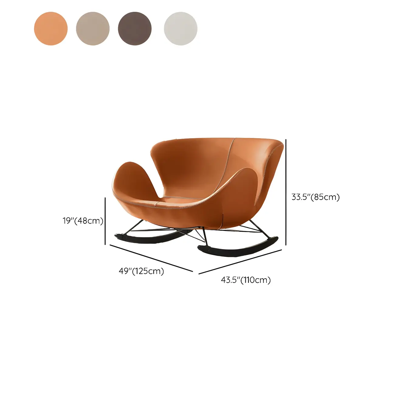 Faux Leather Upholstered Rocking Chair Stylish 2 Seat for Indoor #size