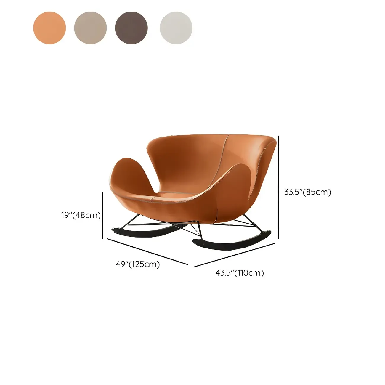 Faux Leather Upholstered Rocking Chair Stylish 2 Seat for Indoor #size