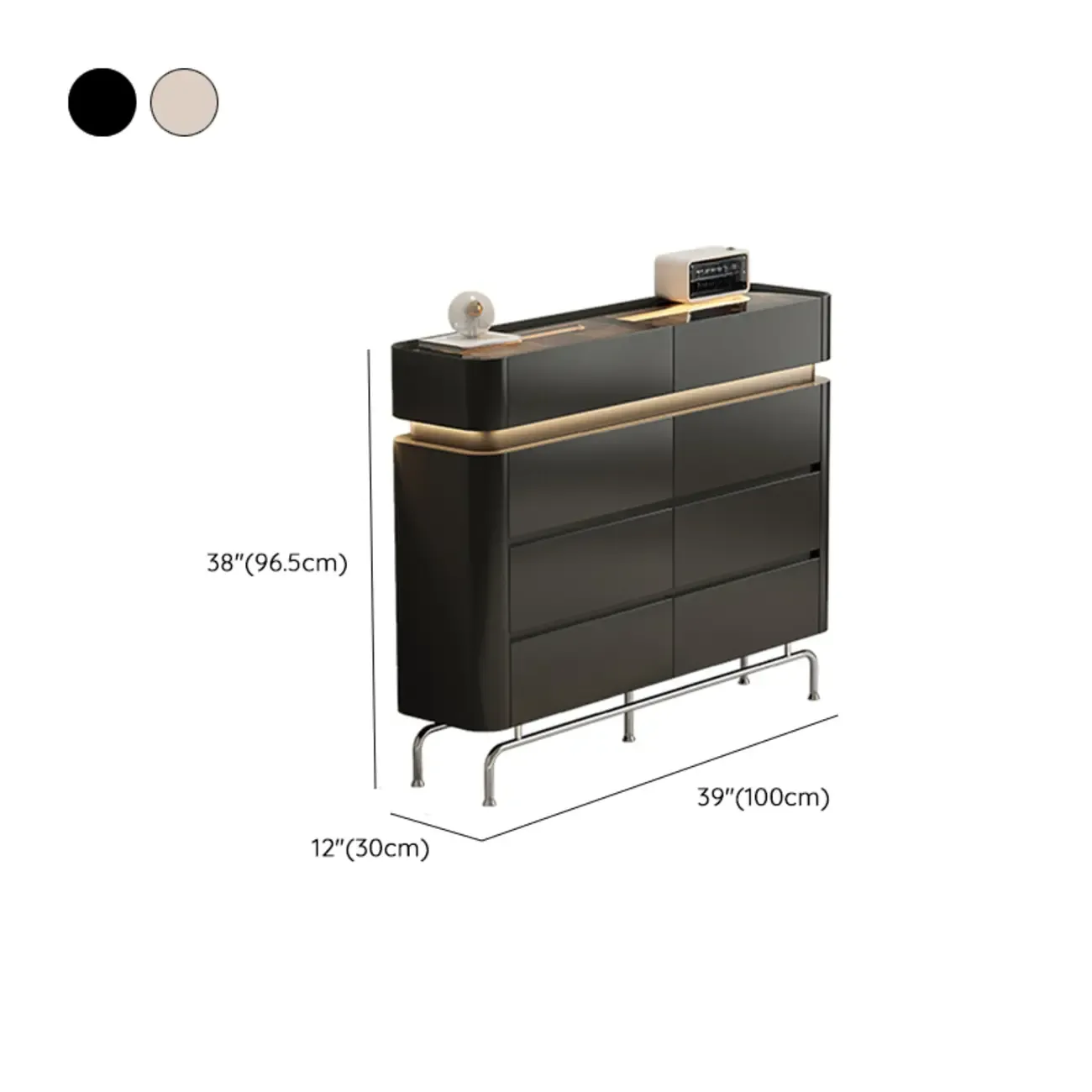 Minimalist Wooden Dresser with LED Lights for Bedroom Image - 23
