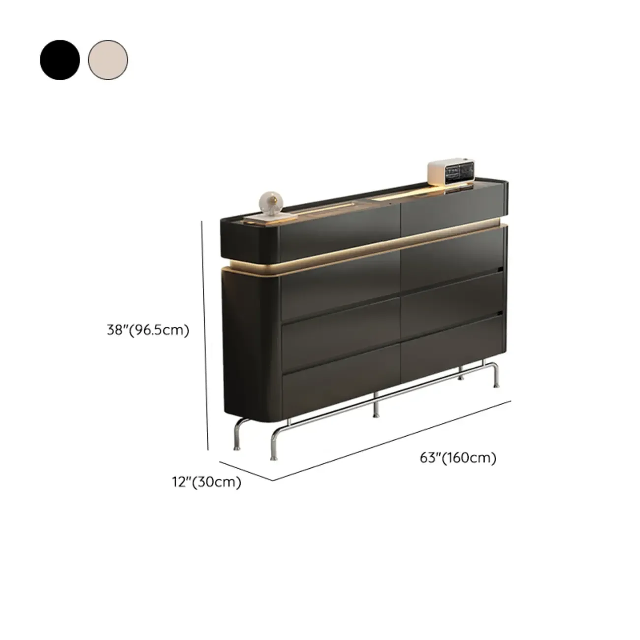 Minimalist Wooden Dresser with LED Lights for Bedroom Image - 26