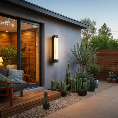 Outdoor Black Steel Wall Light with Polymer Shade Image - 2