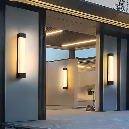 Outdoor Black Steel Wall Light with Polymer Shade Image - 4