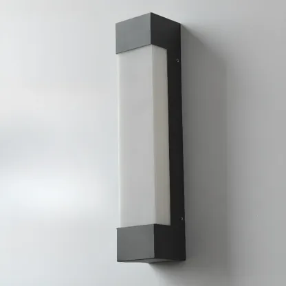 Outdoor Black Steel Wall Light with Polymer Shade Image - 13