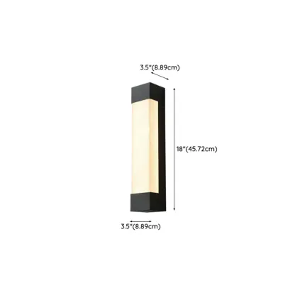 Outdoor Black Steel Wall Light with Polymer Shade #size