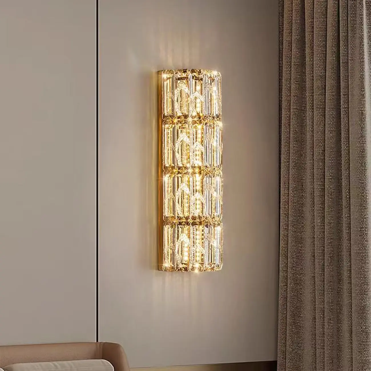 Direct-wired Steel Wall Sconce with Crystal Shade Image - 1 | homeyfad