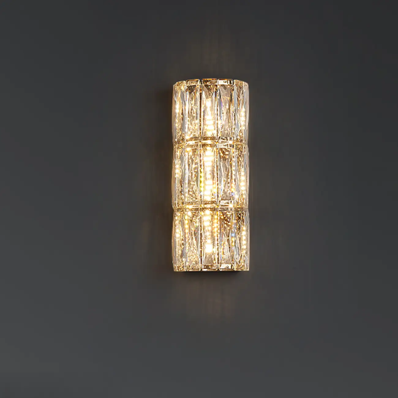 Direct-wired Steel Wall Sconce with Crystal Shade Image - 3 | homeyfad