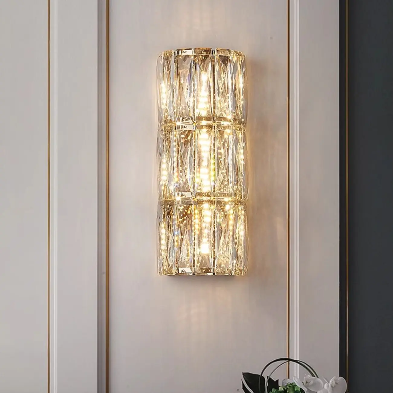 Direct-wired Steel Wall Sconce with Crystal Shade Image - 6 | homeyfad