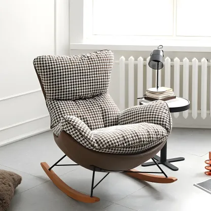 Contemporary Houndstooth Upholstered Rocking Chair for Indoor Image - 2