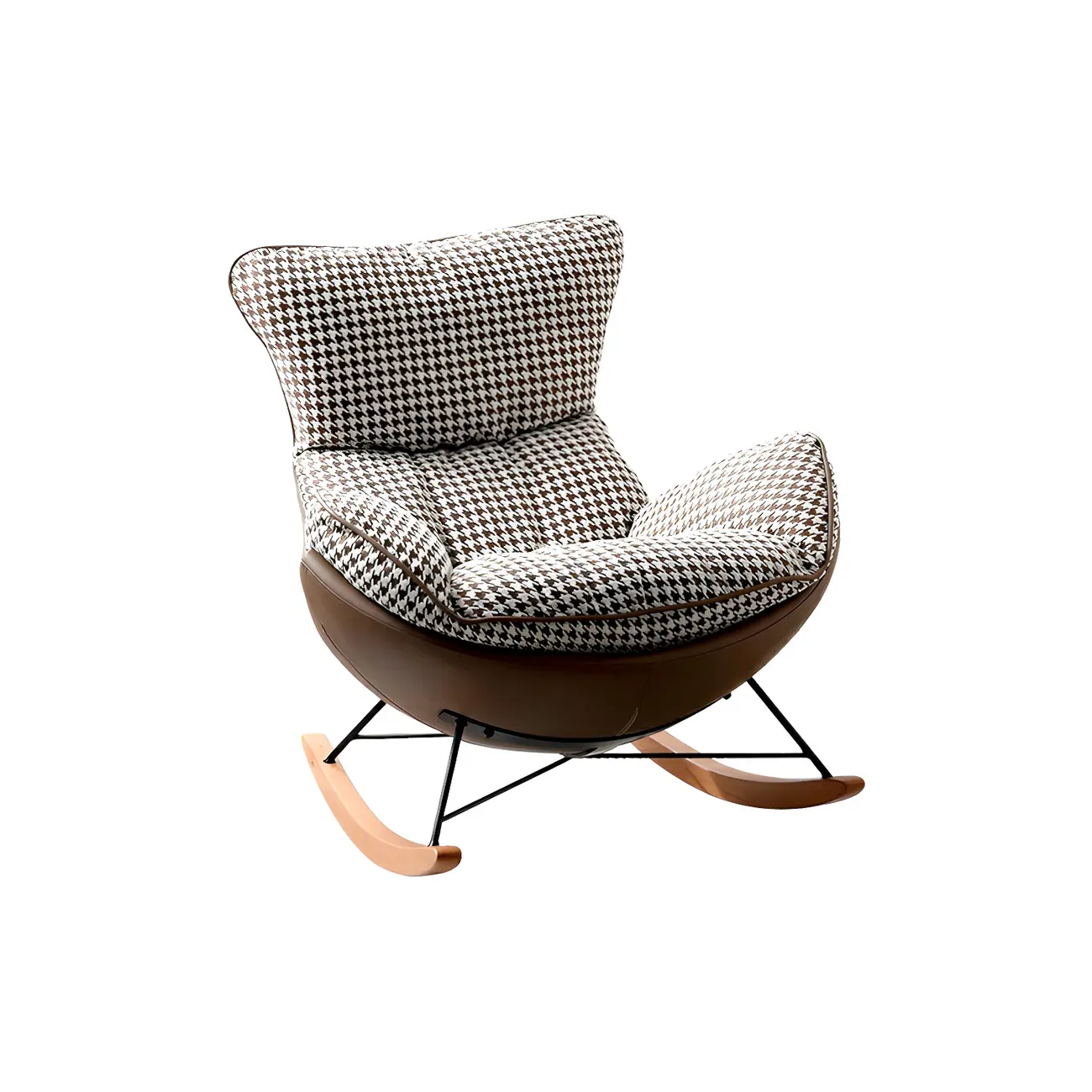 Contemporary Houndstooth Upholstered Rocking Chair for Indoor Image - 3 | homeyfad