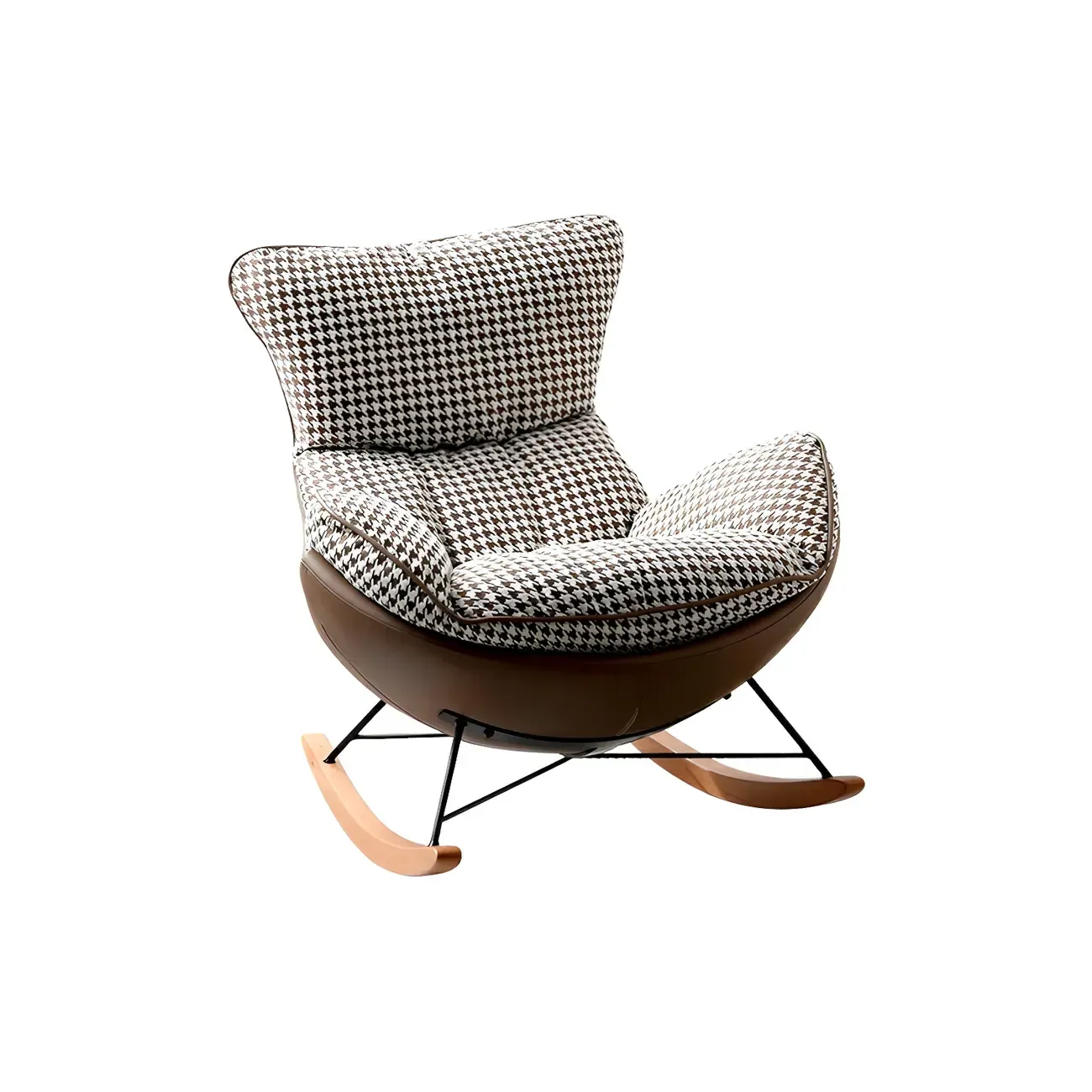 Contemporary Houndstooth Upholstered Rocking Chair for Indoor - HomeyFad