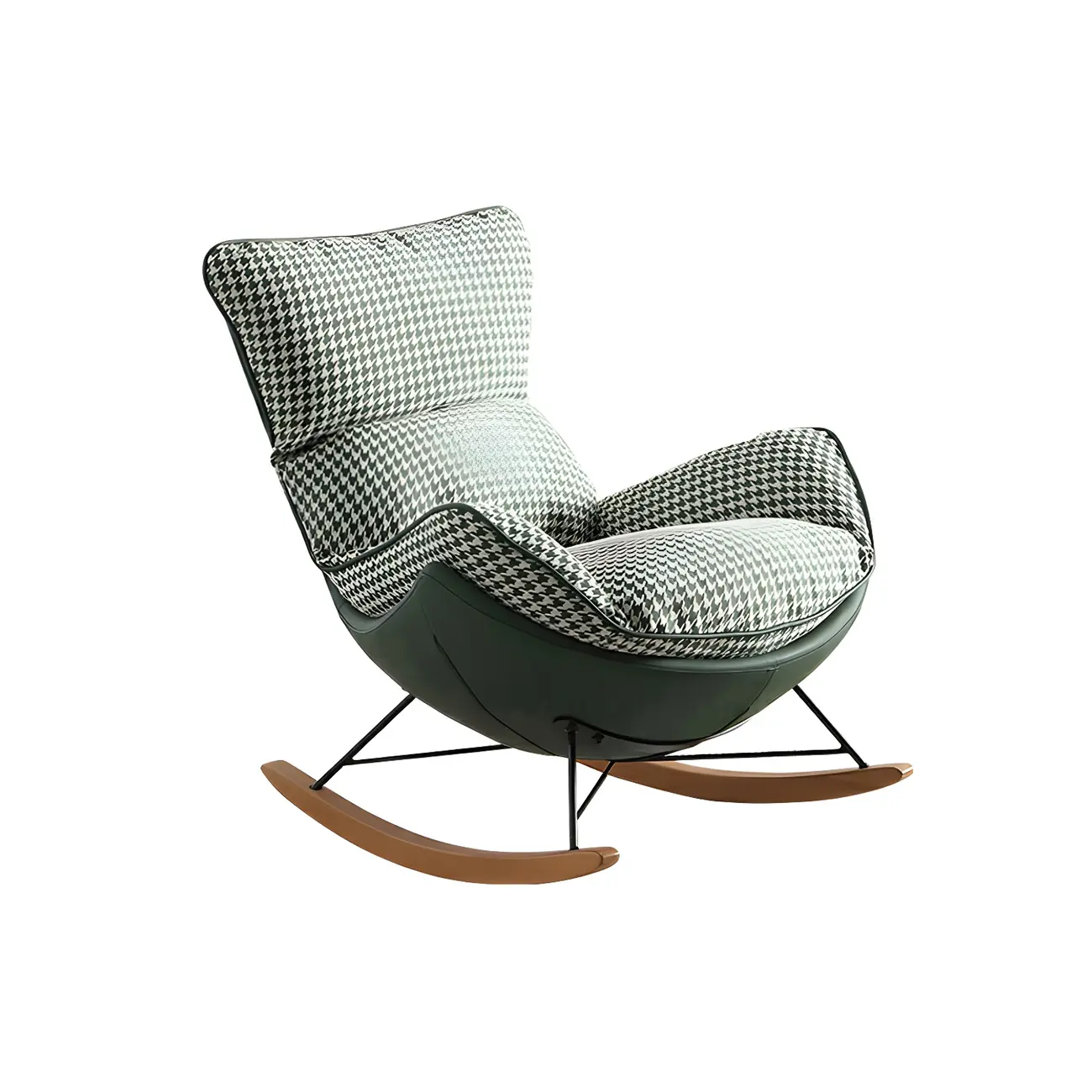 Contemporary Houndstooth Upholstered Rocking Chair for Indoor Image - 4 | homeyfad