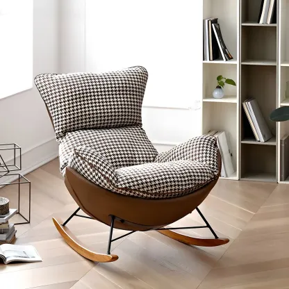 Contemporary Houndstooth Upholstered Rocking Chair for Indoor Image - 6