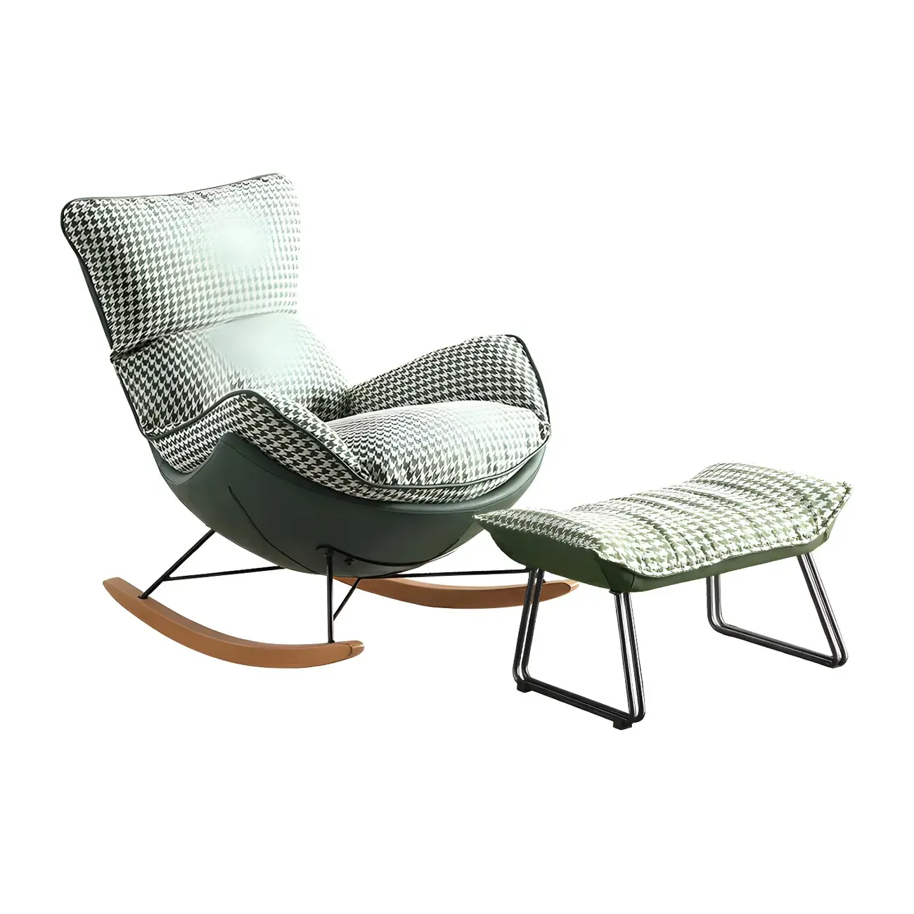 Contemporary Houndstooth Upholstered Rocking Chair for Indoor Image - 9