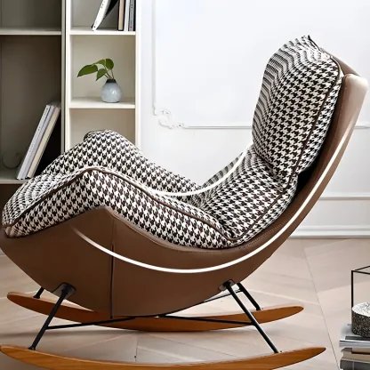 Contemporary Houndstooth Upholstered Rocking Chair for Indoor Image - 11
