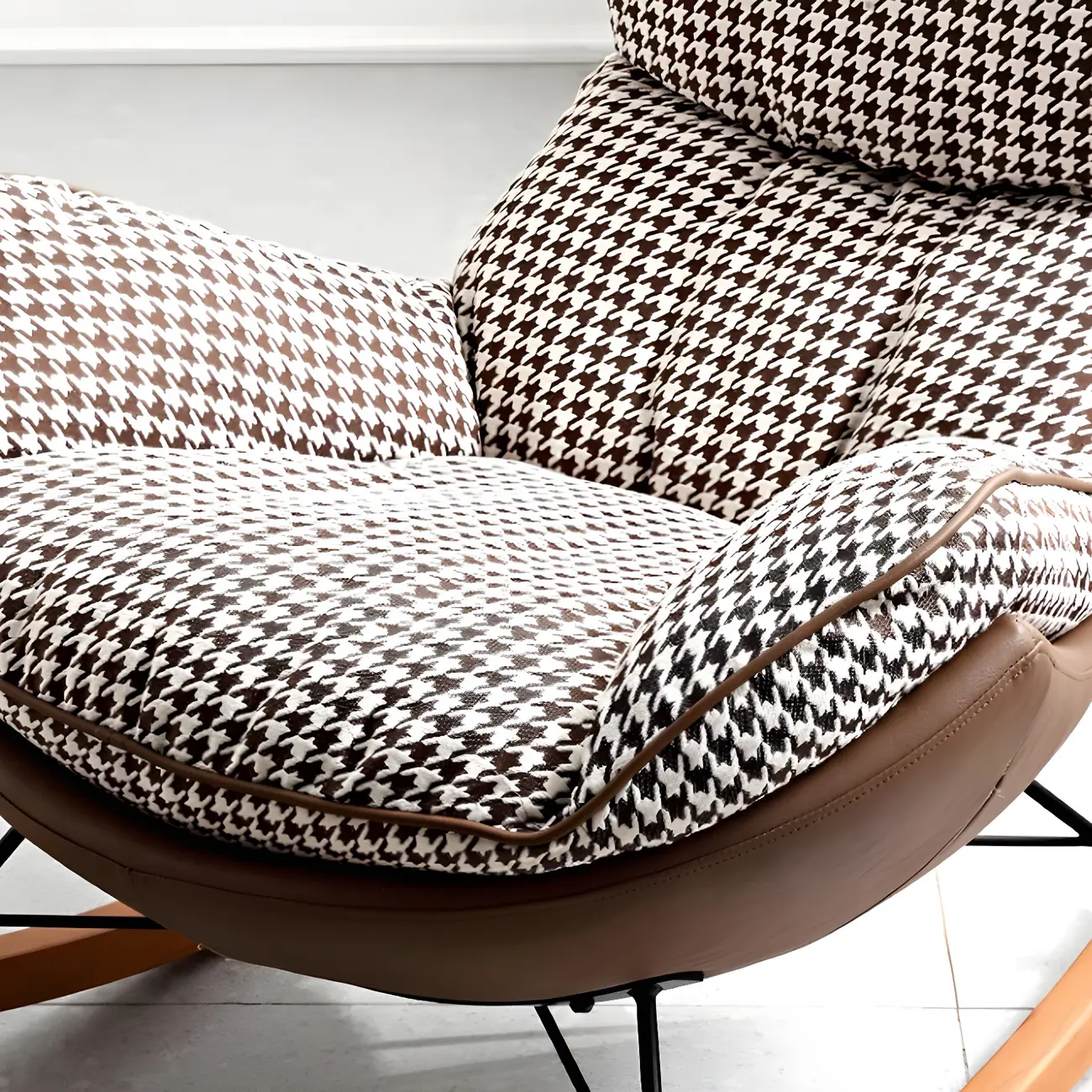 Contemporary Houndstooth Upholstered Rocking Chair for Indoor Image - 13 | homeyfad