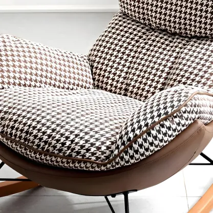 Contemporary Houndstooth Upholstered Rocking Chair for Indoor Image - 13