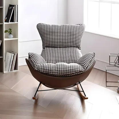 Contemporary Houndstooth Upholstered Rocking Chair for Indoor Image - 16