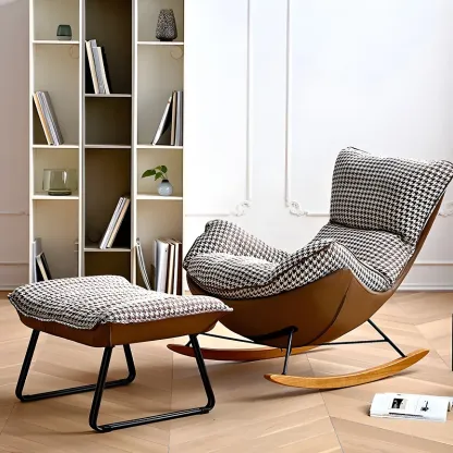 Contemporary Houndstooth Upholstered Rocking Chair for Indoor Image - 17