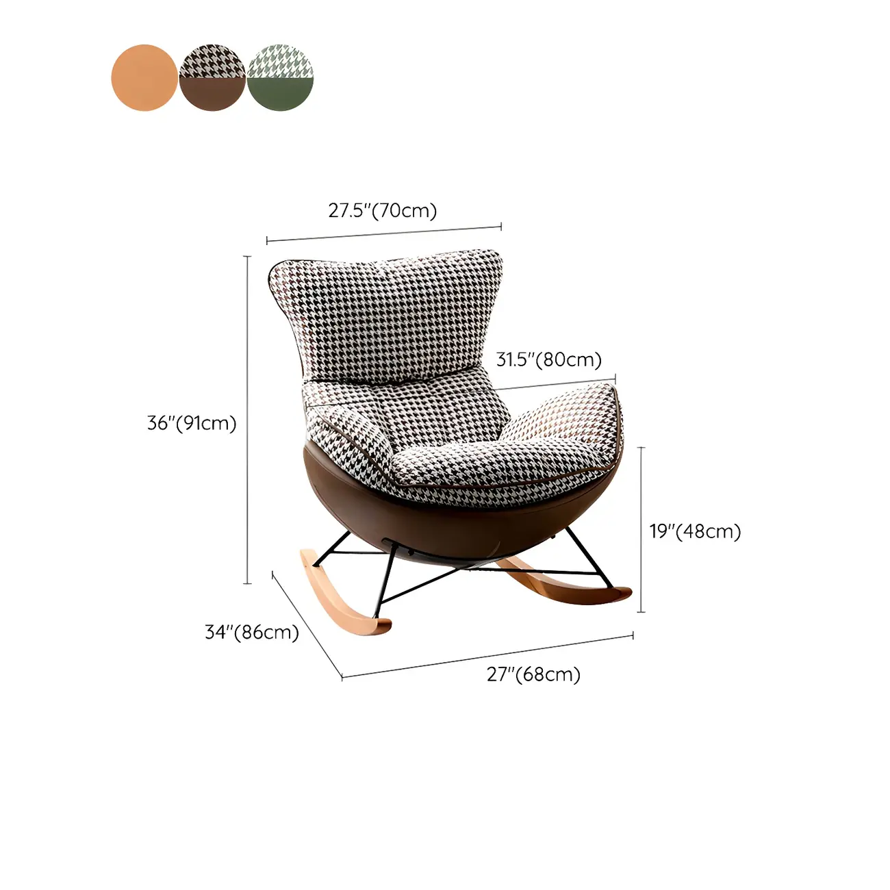 Contemporary Houndstooth Upholstered Rocking Chair for Indoor #size | homeyfad
