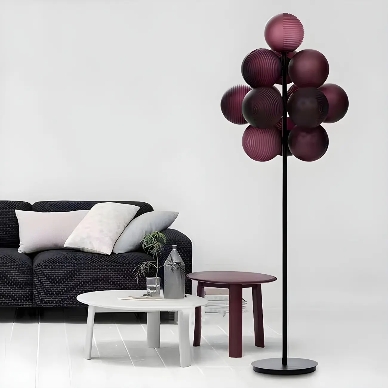 Modern Tree Floor Lamp with Purple Globe Shades for Decor Image - 1 | homeyfad
