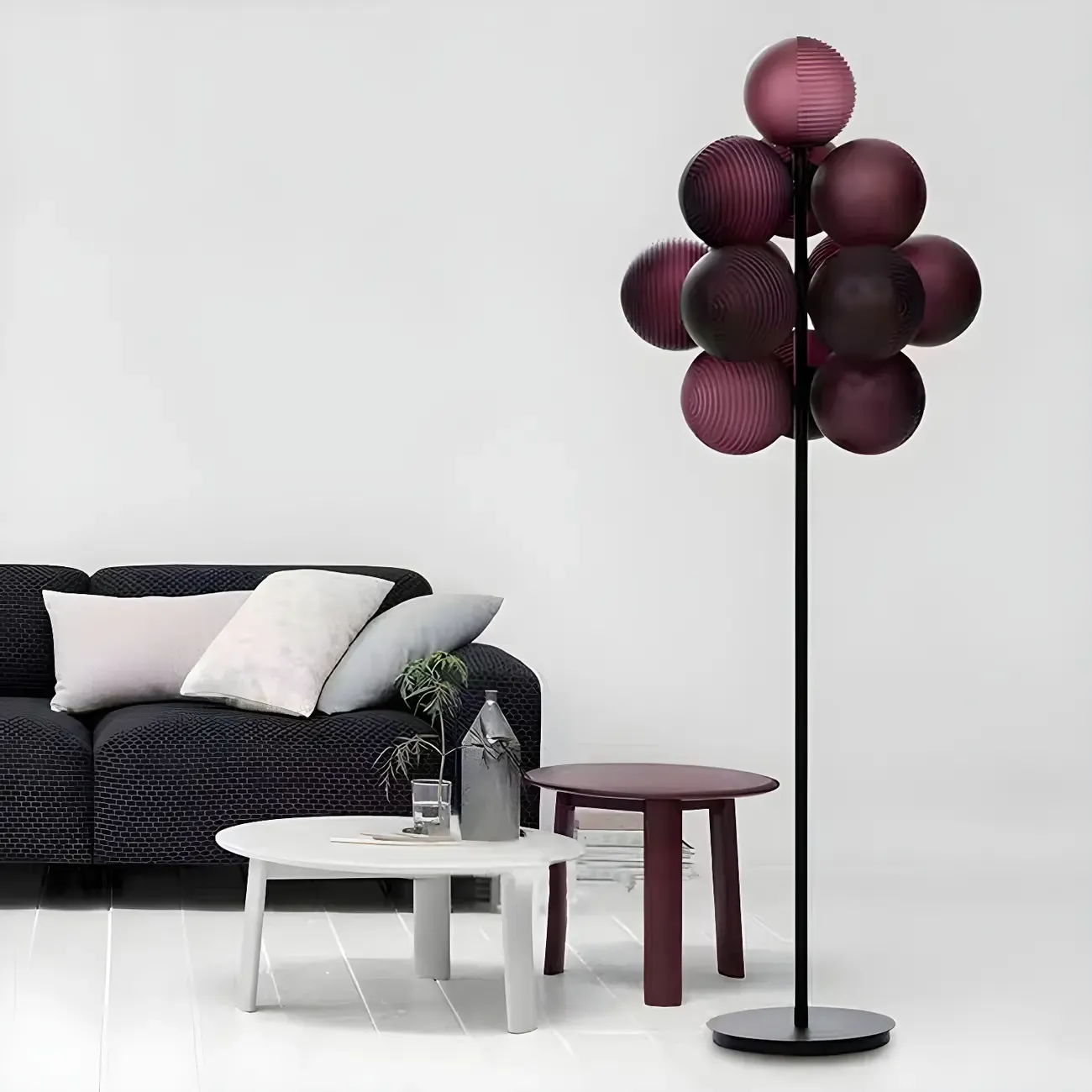 Modern Tree Floor Lamp with Purple Globe Shades for Decor Image - 1