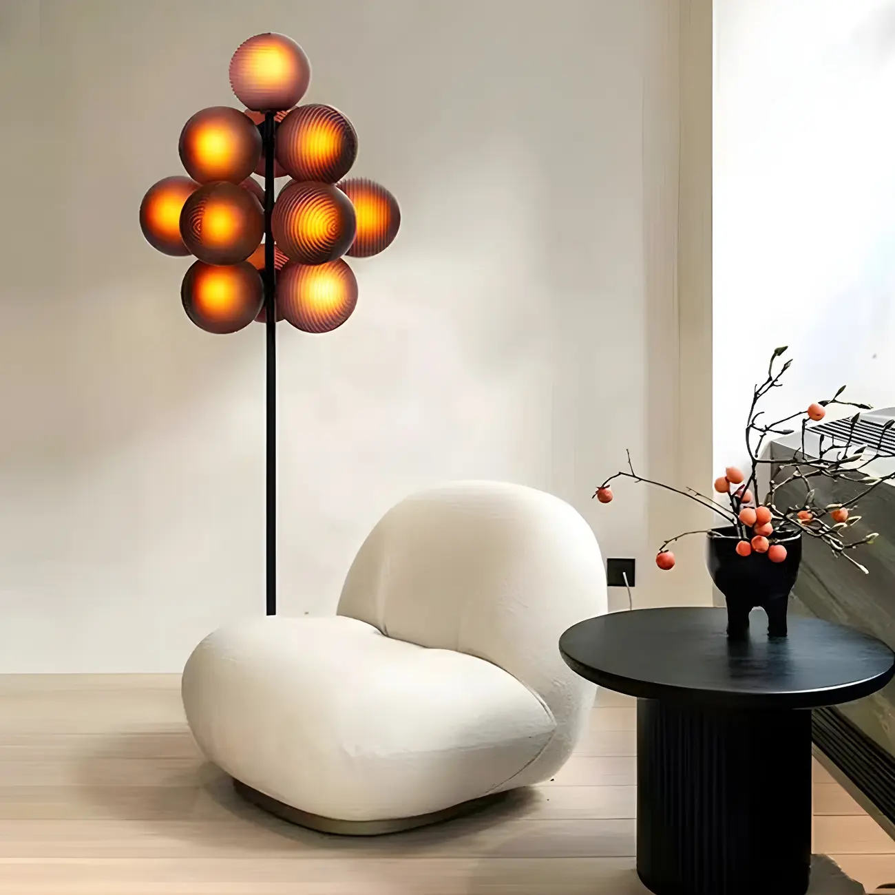 Modern Tree Floor Lamp with Purple Globe Shades for Decor Image - 2 | homeyfad
