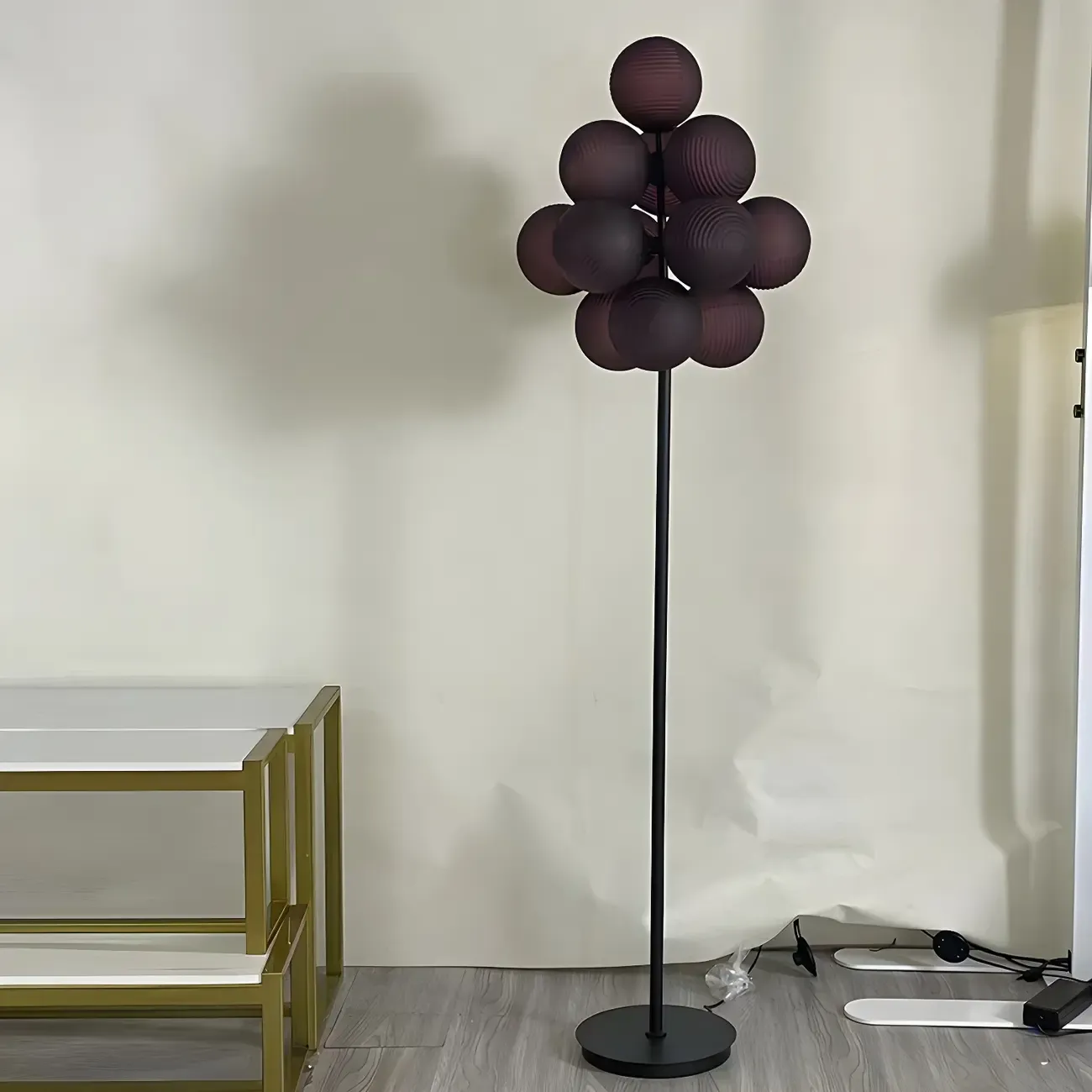 Modern Tree Floor Lamp with Purple Globe Shades for Decor Image - 4