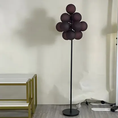 Modern Tree Floor Lamp with Purple Globe Shades for Decor Image - 4