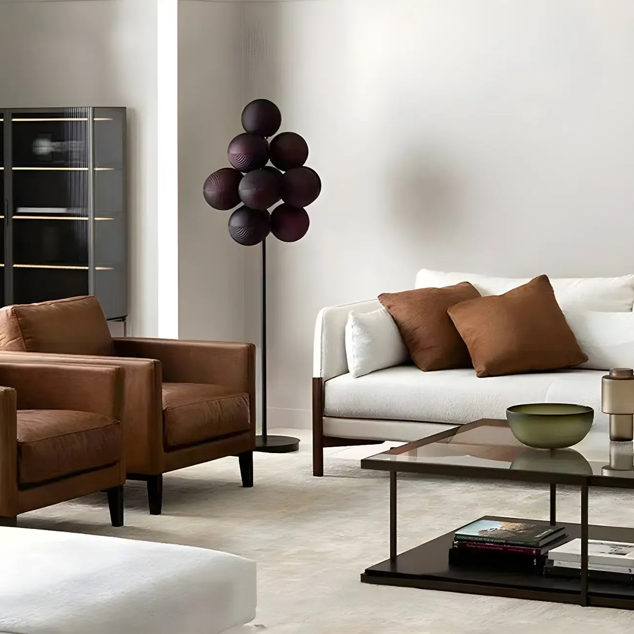 Modern Tree Floor Lamp with Purple Globe Shades for Decor Image - 9