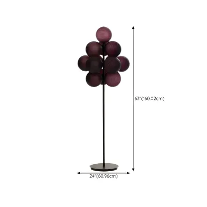 Modern Tree Floor Lamp with Purple Globe Shades for Decor #size