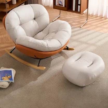 Rounded Upholstered Rocking Chair Contemporary for Bedroom Image - 2