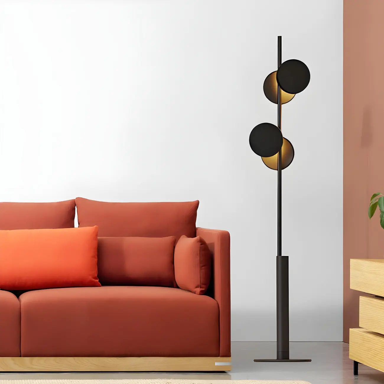 Stylish 2-Light Geometric Black Floor Lamp for Living Room Image - 1 | homeyfad