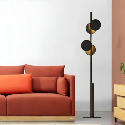 Stylish 2-Light Geometric Black Floor Lamp for Living Room Image - 1