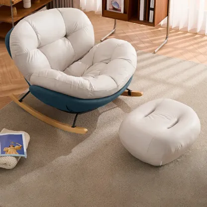 Rounded Upholstered Rocking Chair Contemporary for Bedroom Image - 3
