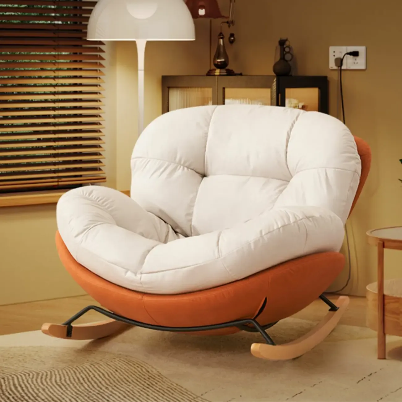 Rounded Upholstered Rocking Chair Contemporary for Bedroom Image - 5