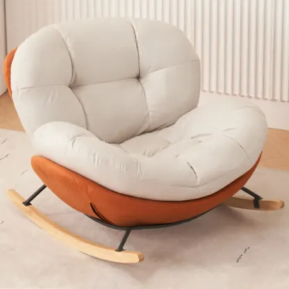 Rounded Upholstered Rocking Chair Contemporary for Bedroom Image - 6