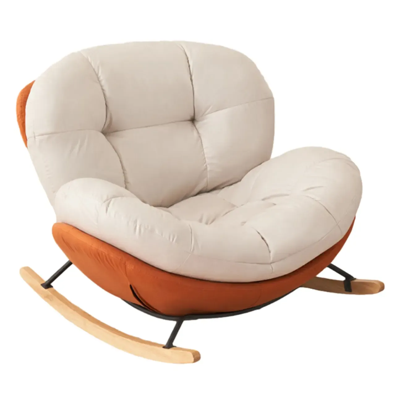 Rounded Upholstered Rocking Chair Contemporary for Bedroom Image - 7