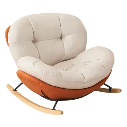 Rounded Upholstered Rocking Chair Contemporary for Bedroom Image - 7