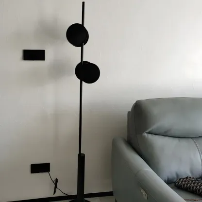 Stylish 2-Light Geometric Black Floor Lamp for Living Room Image - 8