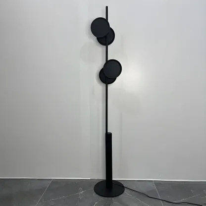 Stylish 2-Light Geometric Black Floor Lamp for Living Room Image - 9