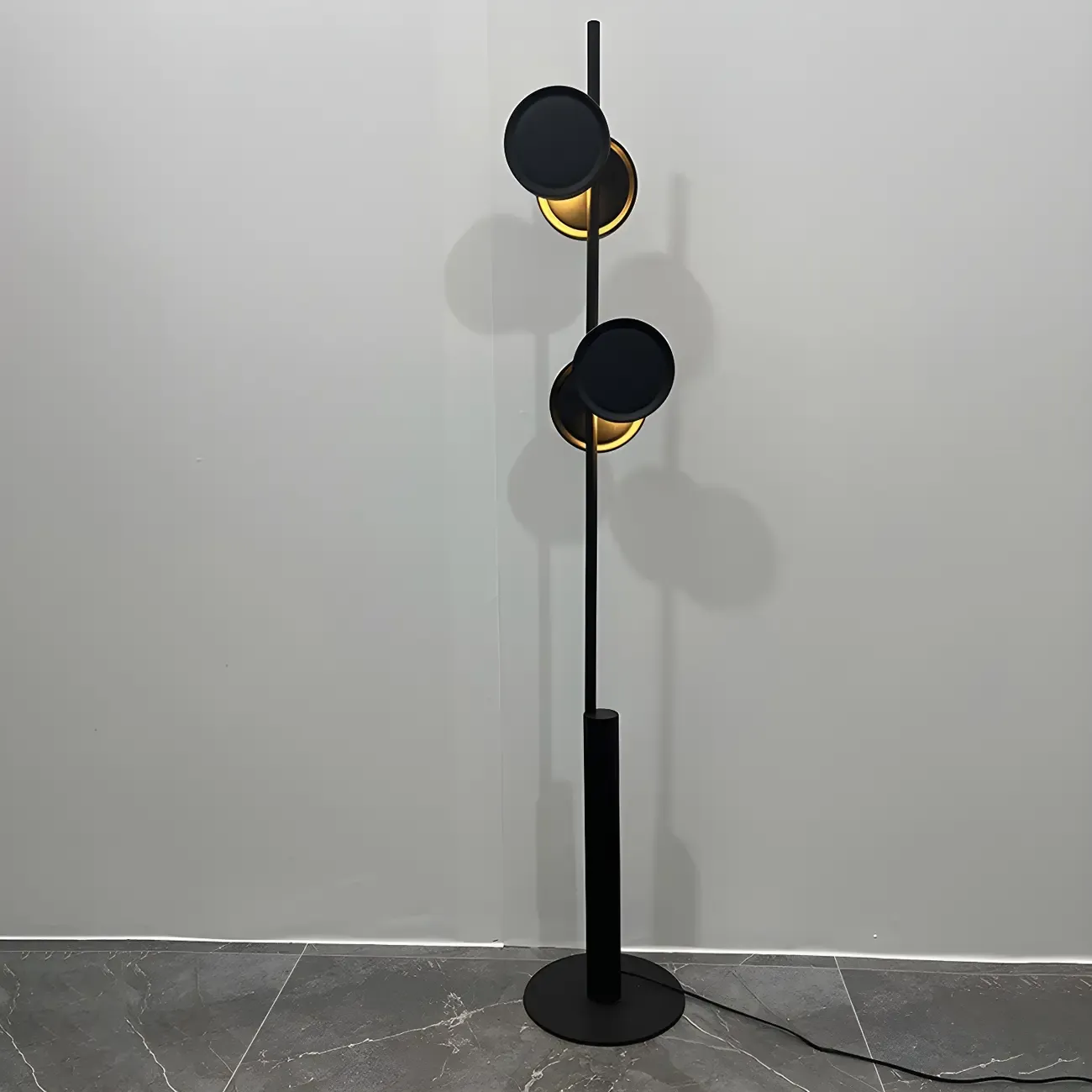 Stylish 2-Light Geometric Black Floor Lamp for Living Room Image - 10