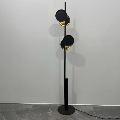 Stylish 2-Light Geometric Black Floor Lamp for Living Room Image - 10